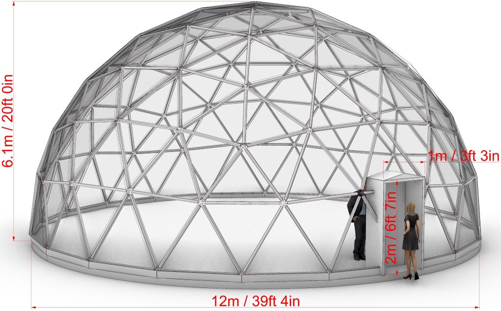 Ø12m (39ft) Insulated Glass Dome F4 1/2