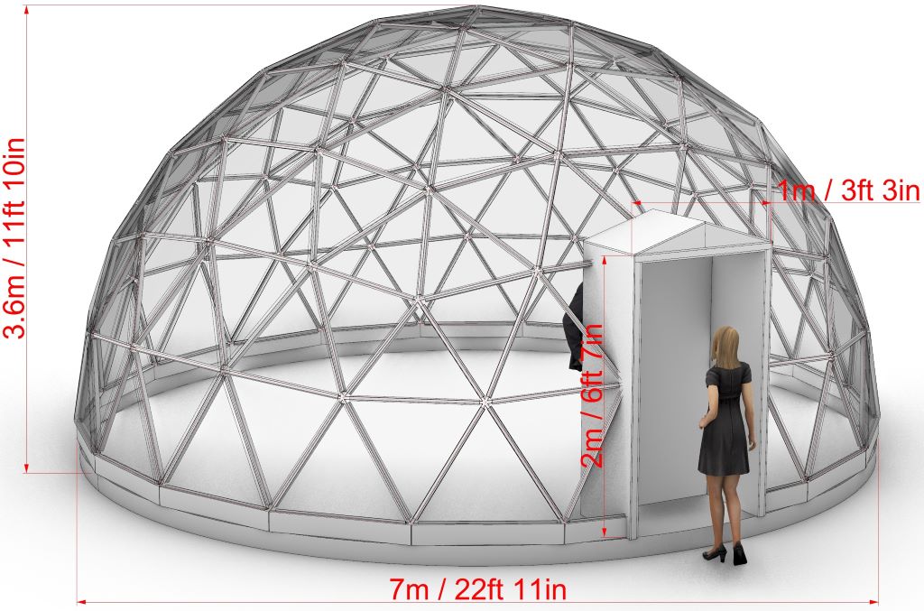 Ø3,5-12m stiklinis laisvalaikio kupolas