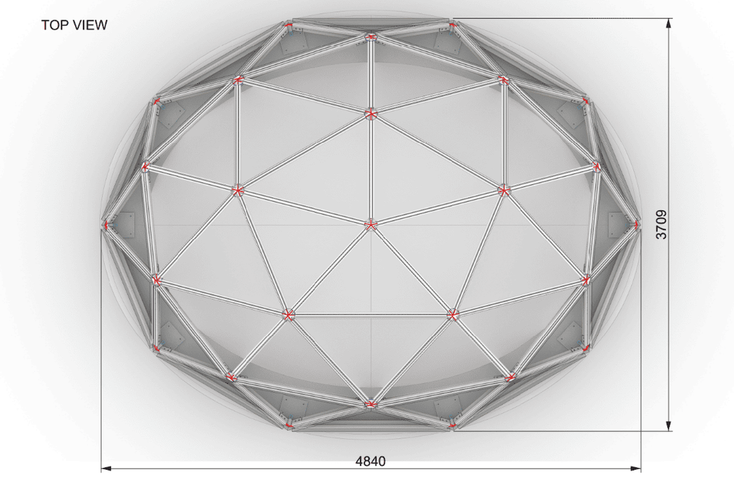 4,5x3,5m  Insulated Glass Dome Skylight - T-STAR steel frame