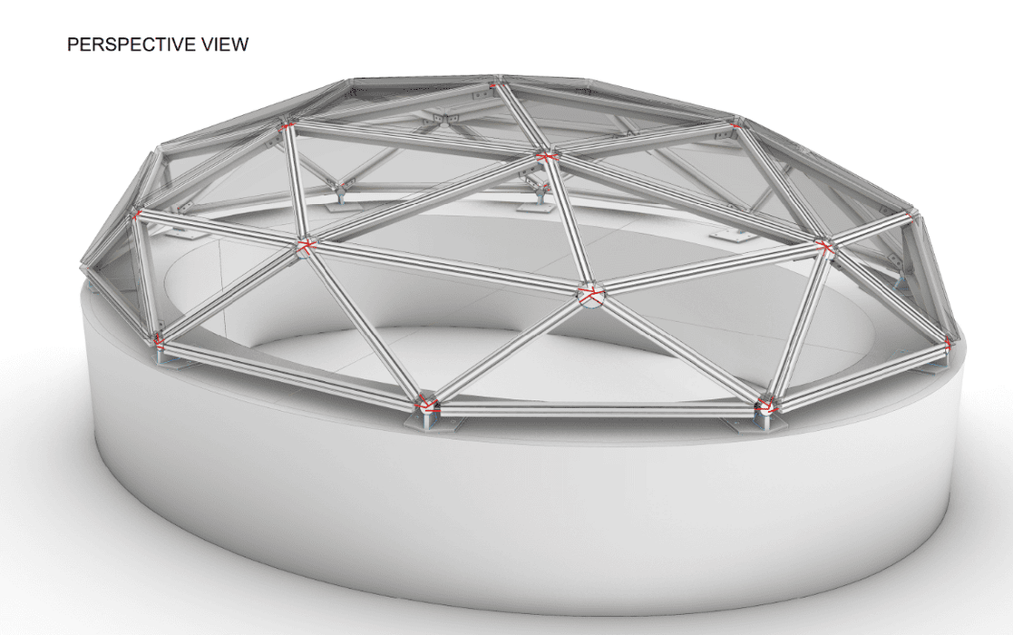 4,5x3,5m  Insulated Glass Dome Skylight - T-STAR steel frame
