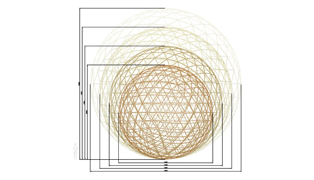6V 1/1 Geodesic Sphere connectors kit for DIY Icosahedron Ø10-16m / 32.8-52.5ft