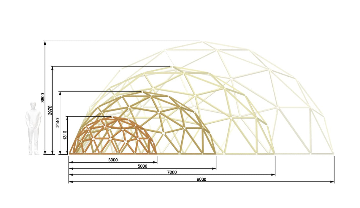 3V 3/7 Geodesic Dome T-STAR connectors kit for DIY Icosahedron Ø3-9m / 9-29ft