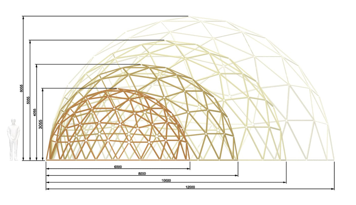 4V 1/2 Geodesic Dome T-STAR connectors kit for DIY Icosahedron Ø6-12m / 19-39ft