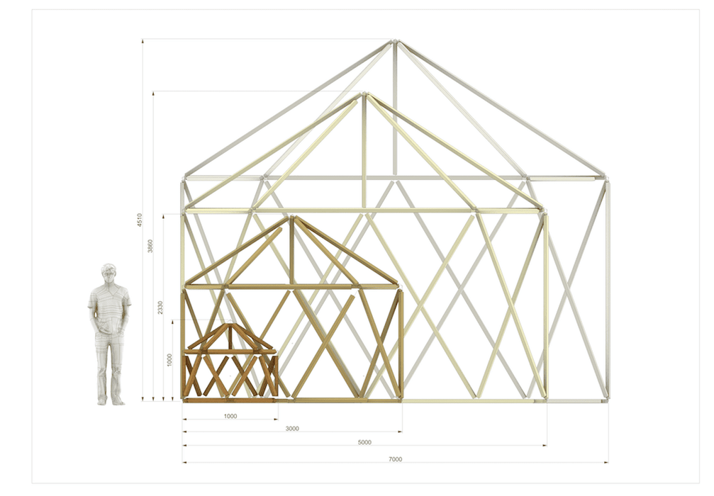 1V 3/4 Geodesic Dome STAR connectors kit for DIY Icosahedron Ø1-5m / 3-16ft