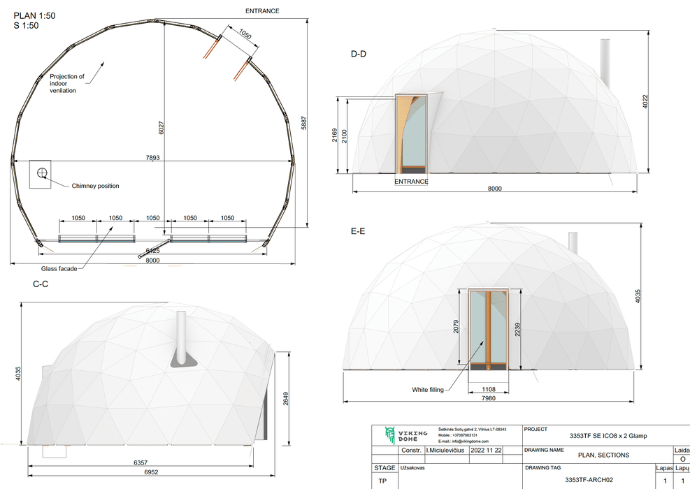 Insulated Glamping Dome with Glass Wall