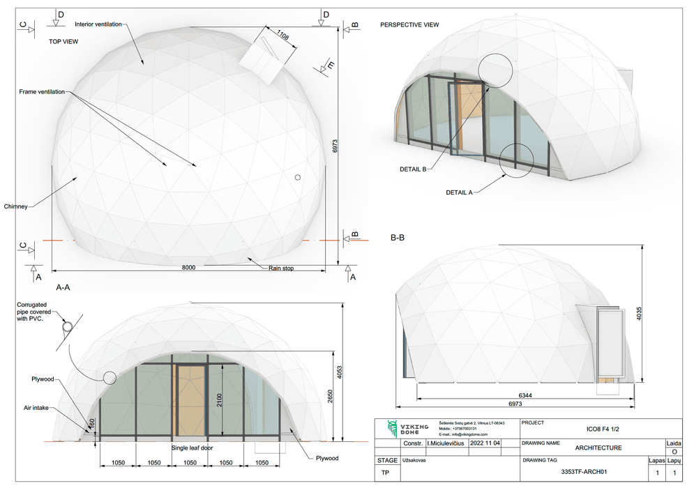 Insulated Glamping Dome with Glass Wall