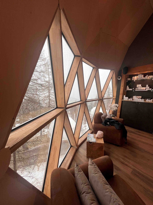 8x19 m Ellipse Insulated Glamping Dome PVC-Glass. Semi-permanent building.