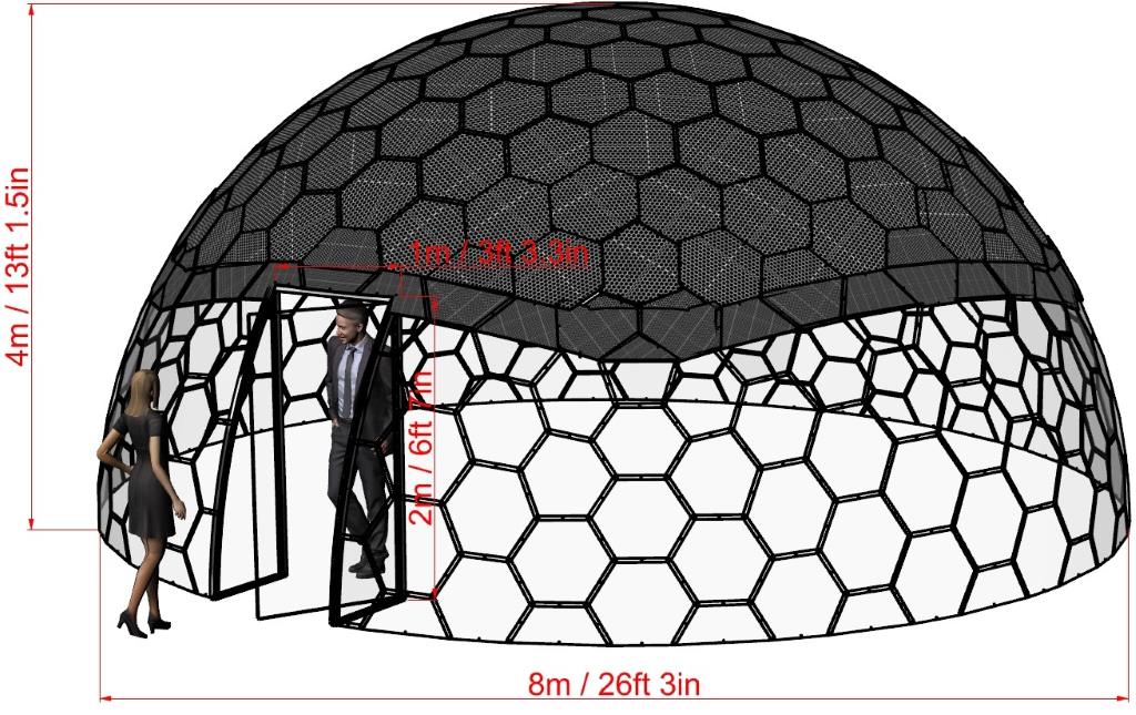 Ø8m H4,5m Luxury Aura Dome™ mit Glastür