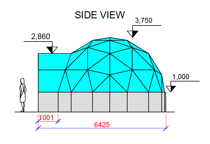 5,5 x 6,4m / 18ft x 21ft OCTA Glass Dome Insulated Glass Dome