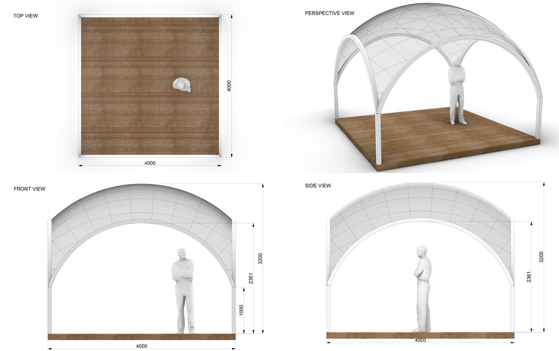 Ø5m Luxury Aura Dome™ avec porte vitrée