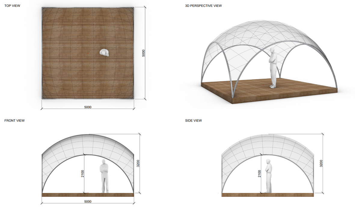 Aura Dome™ Ø6m, H3,5m - STANDARD - Cupola geodetica