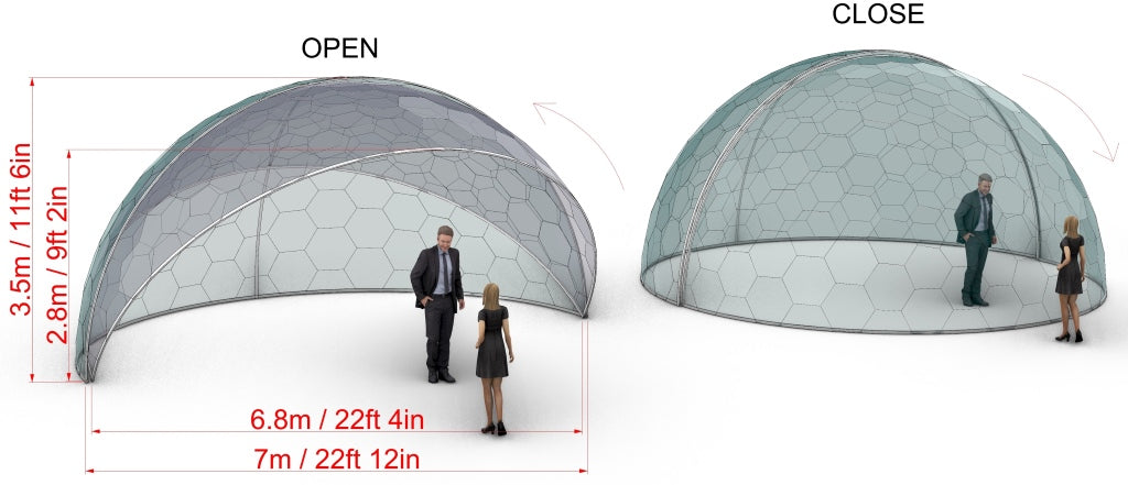 Ø6m Aura Dome™ - Motorisiertes einziehbares Gehäuse