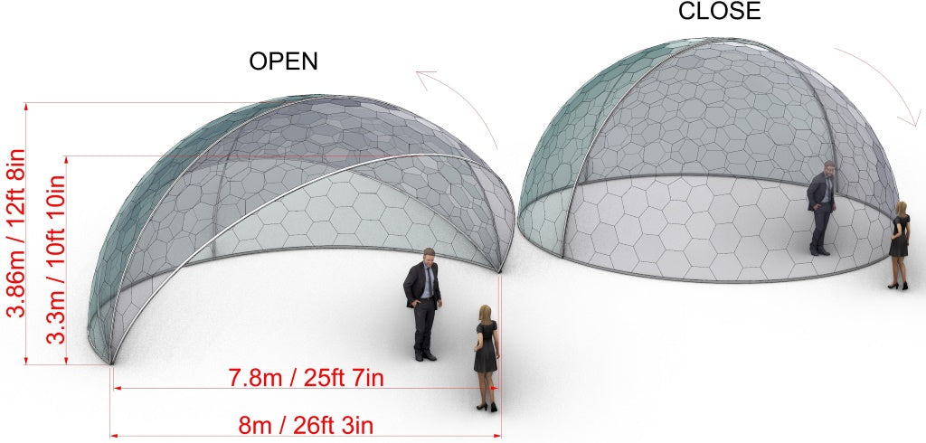 Ø6m Aura Dome™ - Motorisiertes einziehbares Gehäuse