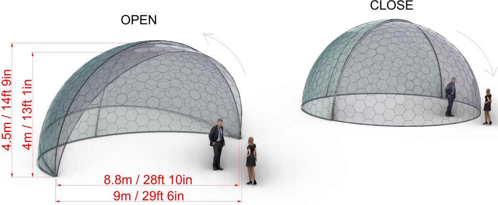 Ø6m Aura Dome™ - Motorisiertes einziehbares Gehäuse
