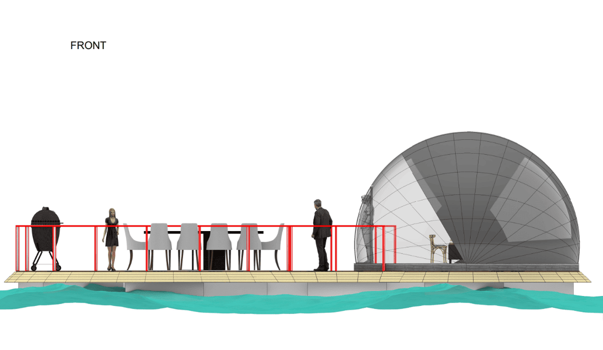 Ø6m H3,5m / Ø19ft 8in H11ft 5in Luxury Aura QUAD™ Raft with Glass Door