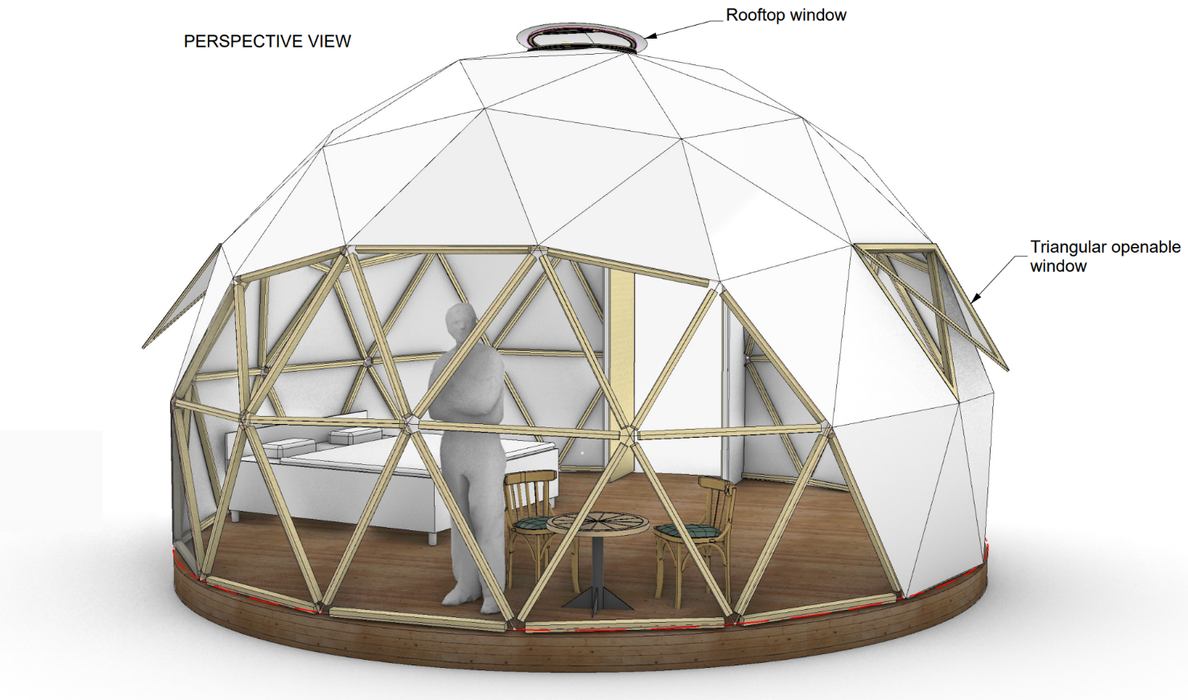 Ø6m H3,6m STAR/WOOD/PVC tent Dome V3 4/7