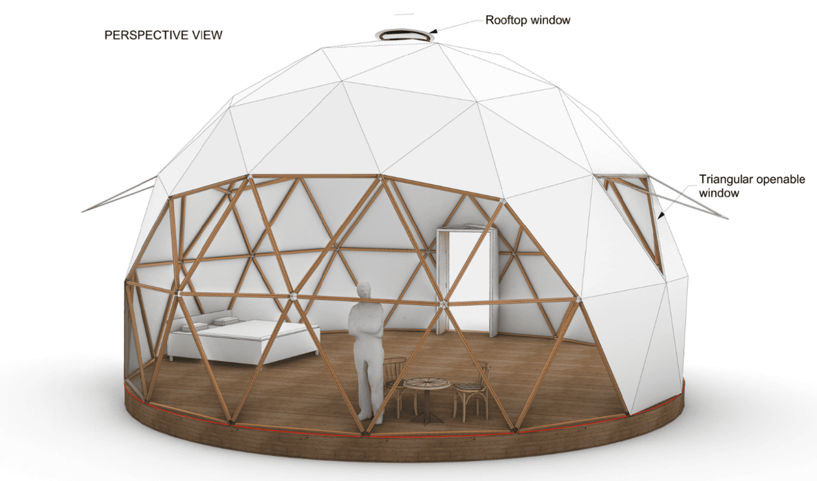 Ø9m H5,3m STAR/WOOD/PVC tent Dome V3 4/7