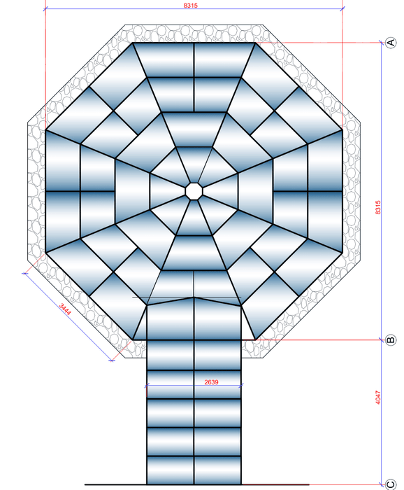 38x9,7m / 124ft x 31ft 9in Wooden House Connected to Ø9m (29ft) Glass Lavvo Cabin
