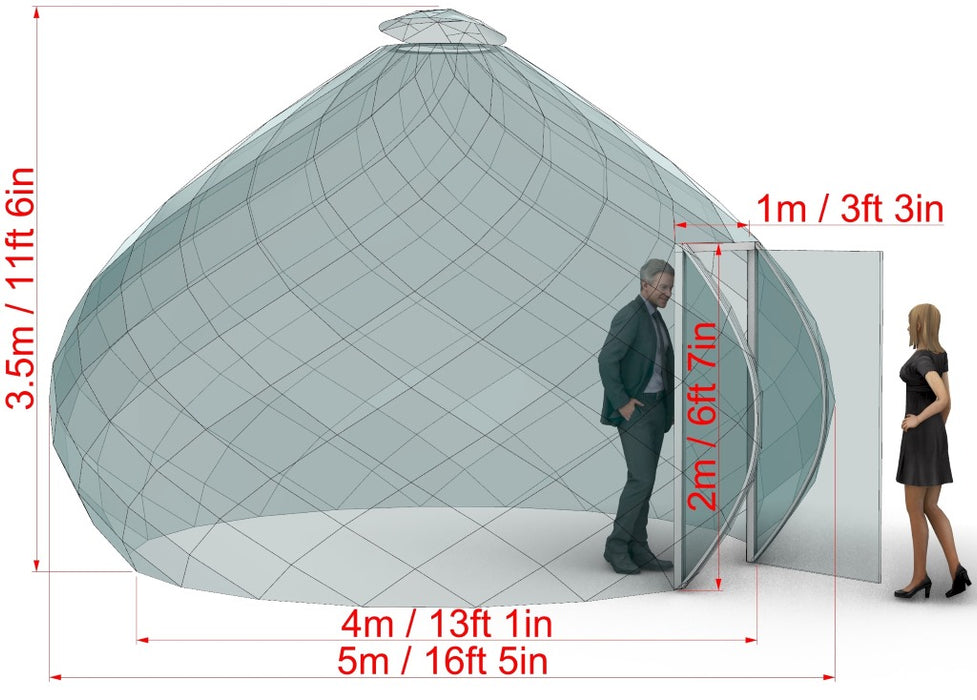 Ø5m (16ft) H3.5 m (11 ft) Luxury Aura Zome Dome™ Mosquito/Dust PROOF