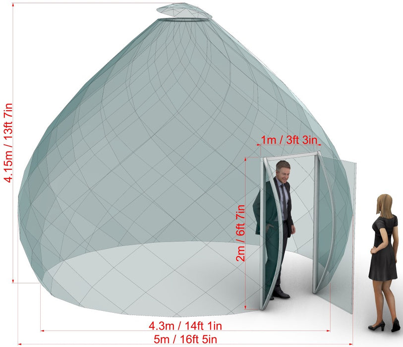 Ø5m H4.15m / Ø16ft 4in H13ft 7in Luxury Aura Zome Dome™ Mosquito/Dust PROOF