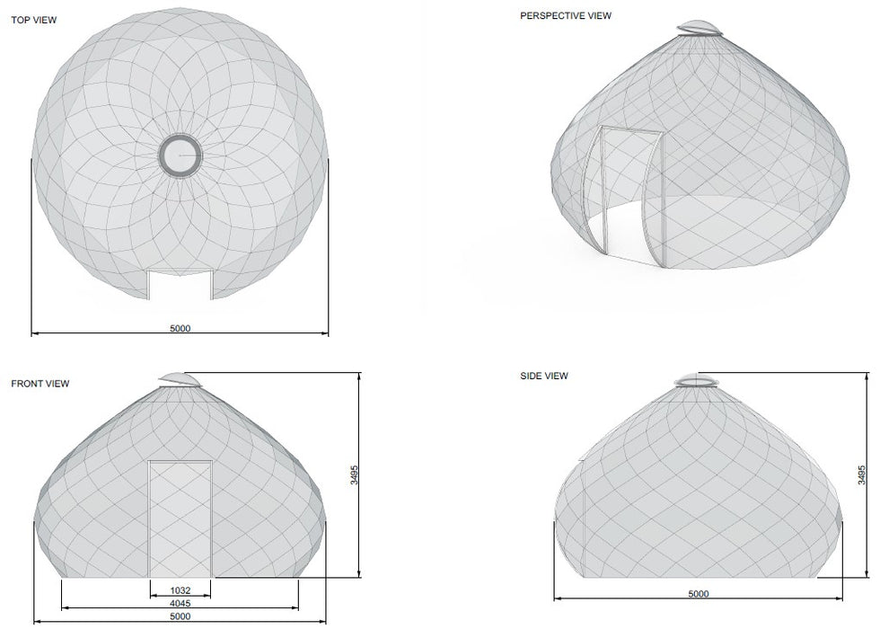 CLEAR AIRTIGHT Ø5m Luxury Aura Zome Dome™ Mosquito/Dust PROOF