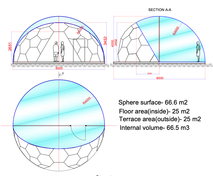 Ø8m Aura/STAR Glamping Dome Pod