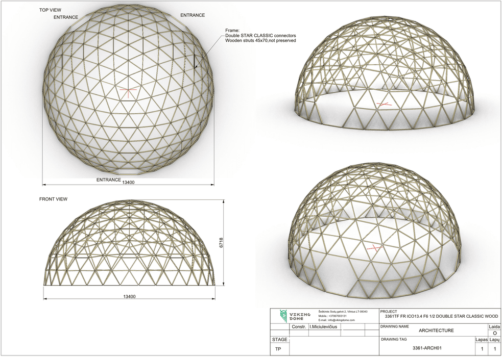 Ø13,4m Icosahedron STAR/wood/PVC Event dome