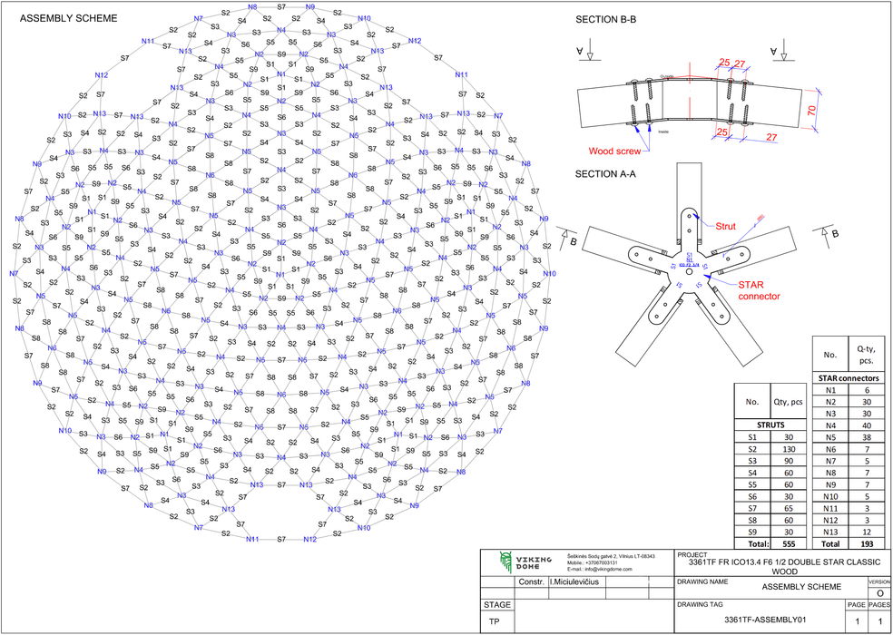 Ø13,4m Icosahedron STAR/wood/PVC Event dome
