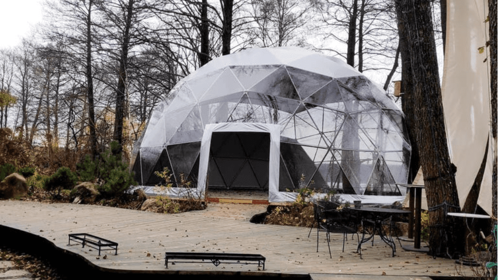 Ø11,9m Icosahedron TUBE/PVC Summer restaurant dome
