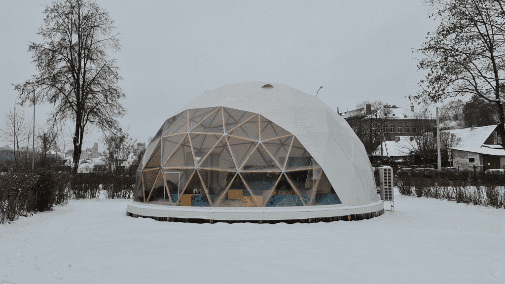 Ø10m Icosahedron STAR/wood/PVC School dome