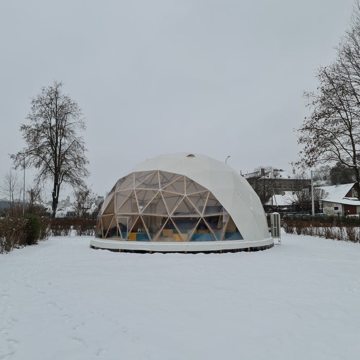 Ø10m Icosahedron STAR/wood/PVC School dome