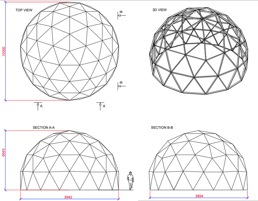 Ø10m STAR/wood DIY Icosahedron geodesic dome FRAME