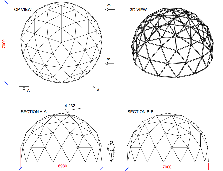 Ø7m STAR/wood DIY Icosahedron geodesic dome FRAME