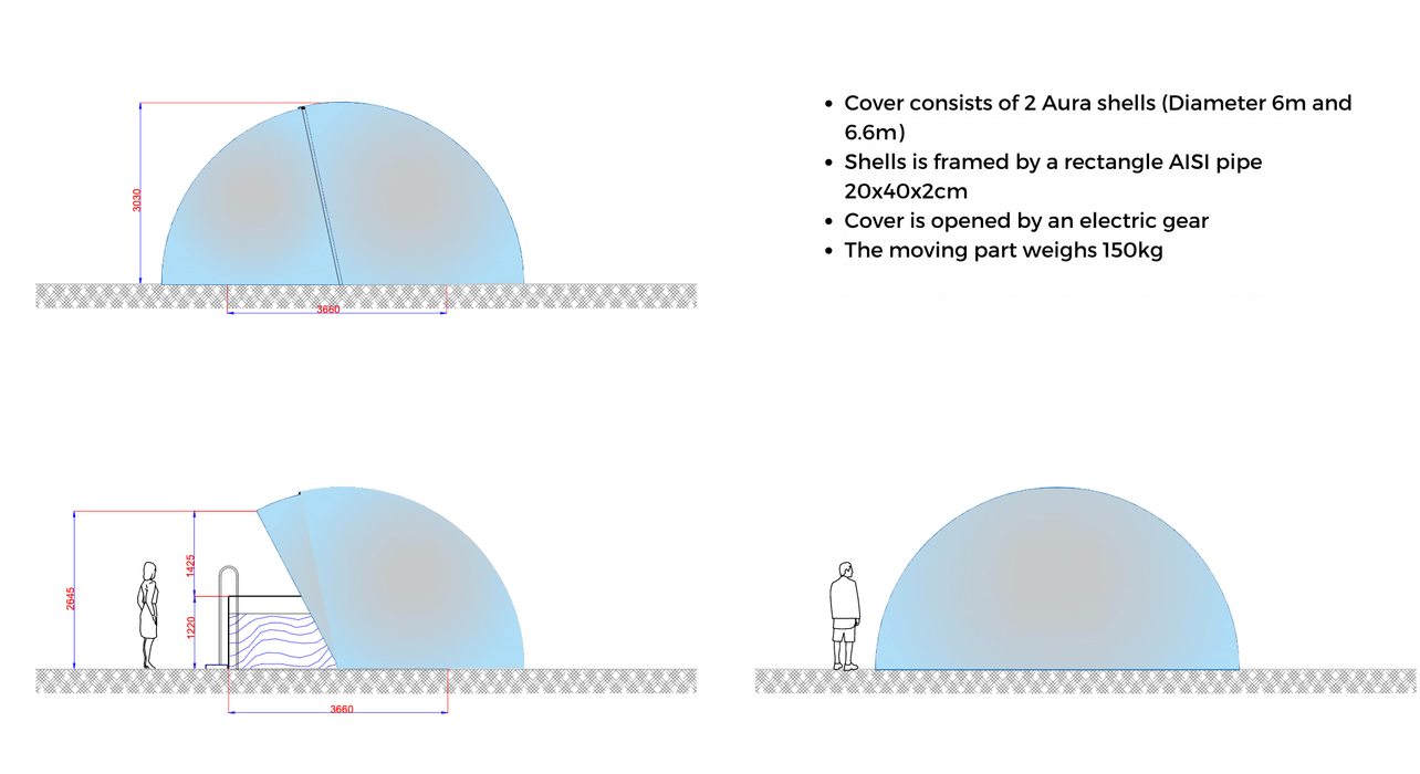 Main Assembly Scheme - Aura Dome™ - Motorized Retractable Pool Cover - Media 10 of 10