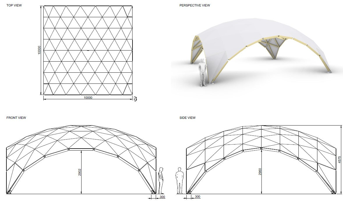 10x10m / 33x33ft DIY Quadro Geodesic Dome STAR PRO Connectors Kit