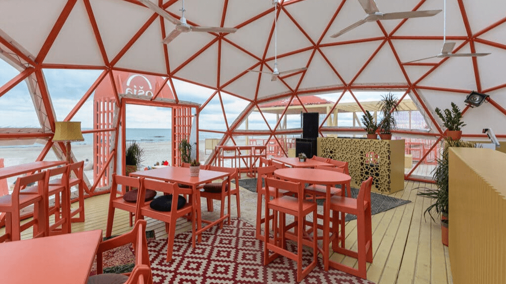 Ø11m Beach Bar Seasonal Restaurant Pavilion PVC tent. Resistant to heavy wind.