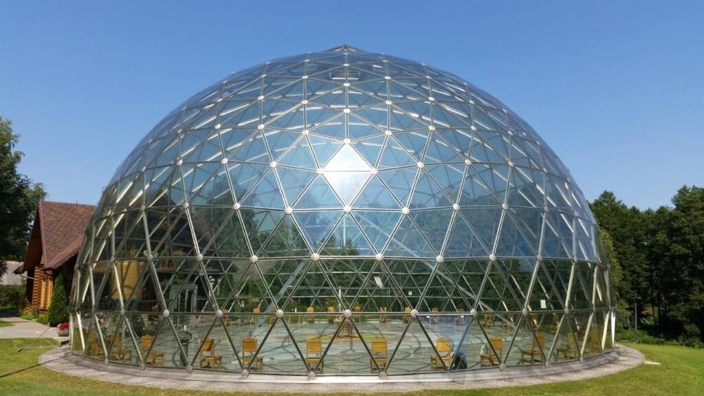 Protective Geodesic Aluminum Glass Dome