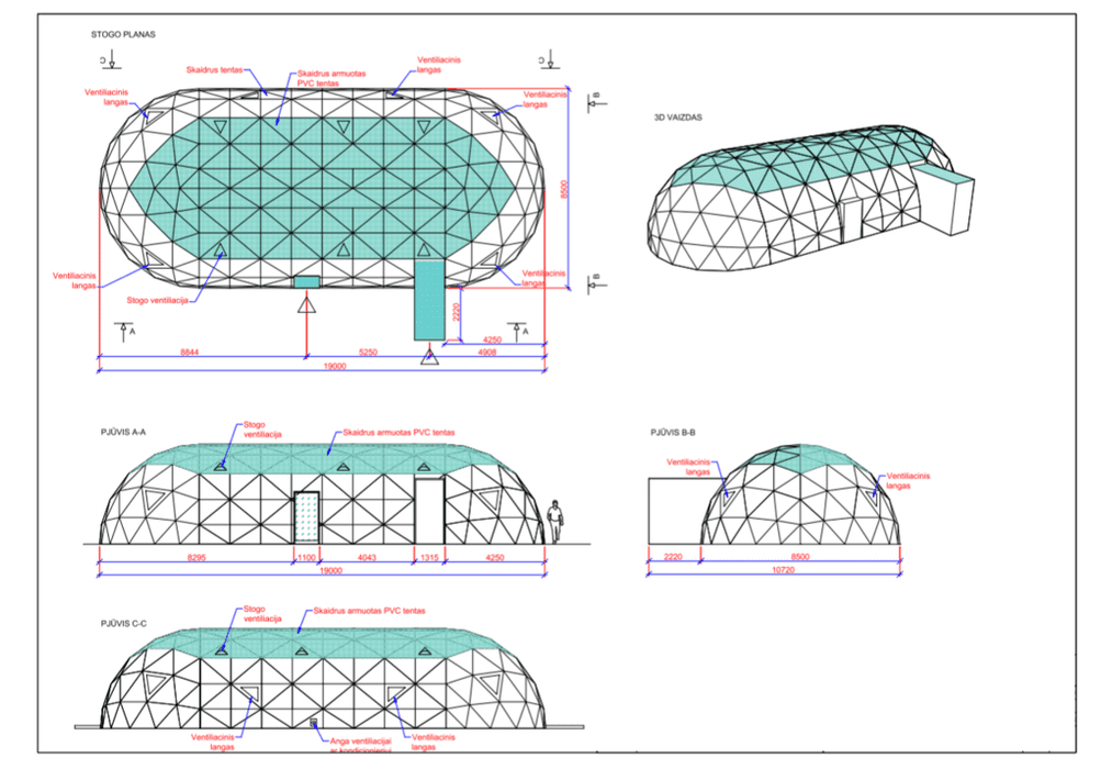19 x 8,5 m Spacey Tunnel Pavilion ROHR/PVC
